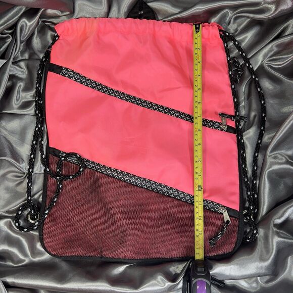 Eastport Sling Drawstring‎ Bag Expandable Parallel Zip Mesh Pink Activewear Yoga - Picture 15 of 16